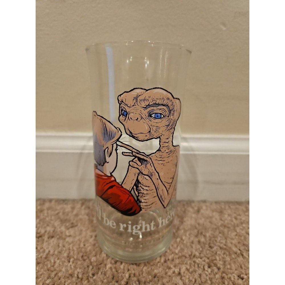 1982 E.T. "I'll Be Right Here" Pizza Hut Glass ET The Extra Terrestrial